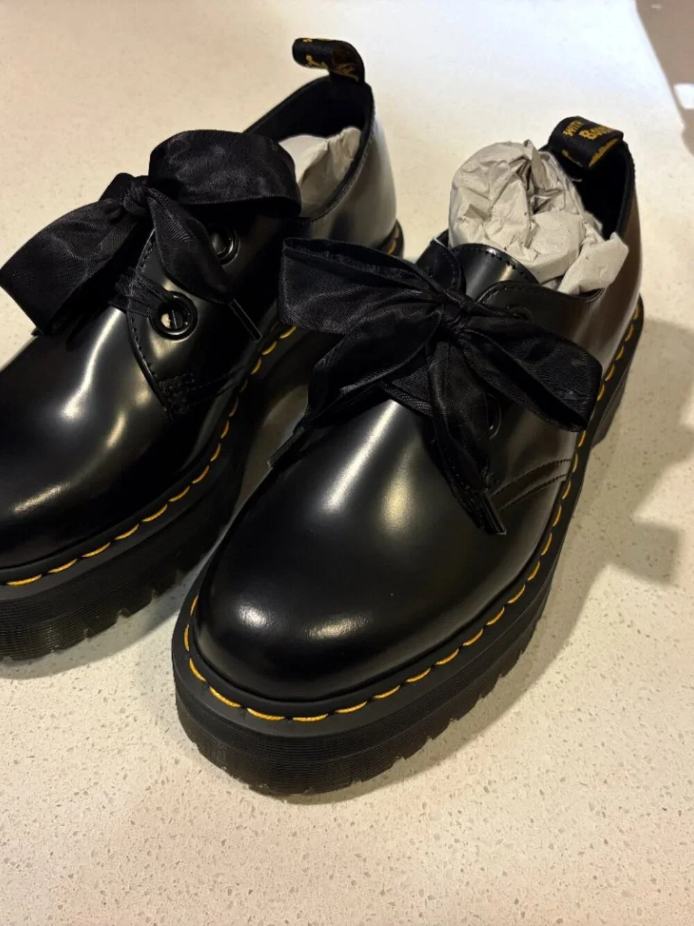Dr. Martens Holly Leather Platform Shoes, Size 10